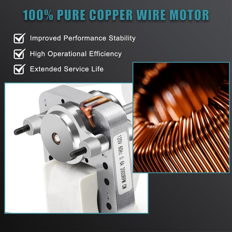 Criditpid S1200A000 Bathroom Fan Motor Replacement for Broan Nutone 8870, 686, M686, 687 Bathroom Exhaust Fan, SAP5957893, 15591000, 22651000 Universal Vent Fans Electric Motor, 50CFM 3000RPM 120V - Image 4